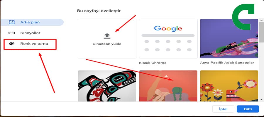 google tema değiştirme